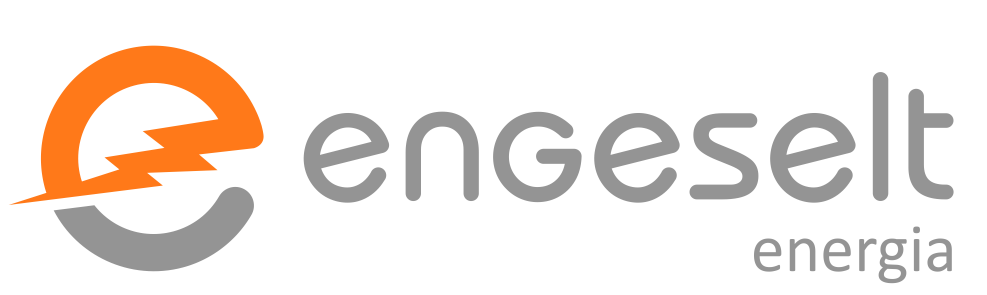 Logo da Engeselt Energia, nas cores laranja e branco