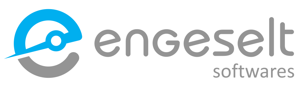 Logo da Engeselt Softwares, nas cores azul e branco